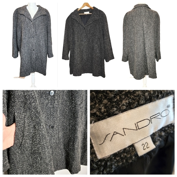 Sandro grey wool plus size coat. - Picture 3 of 16